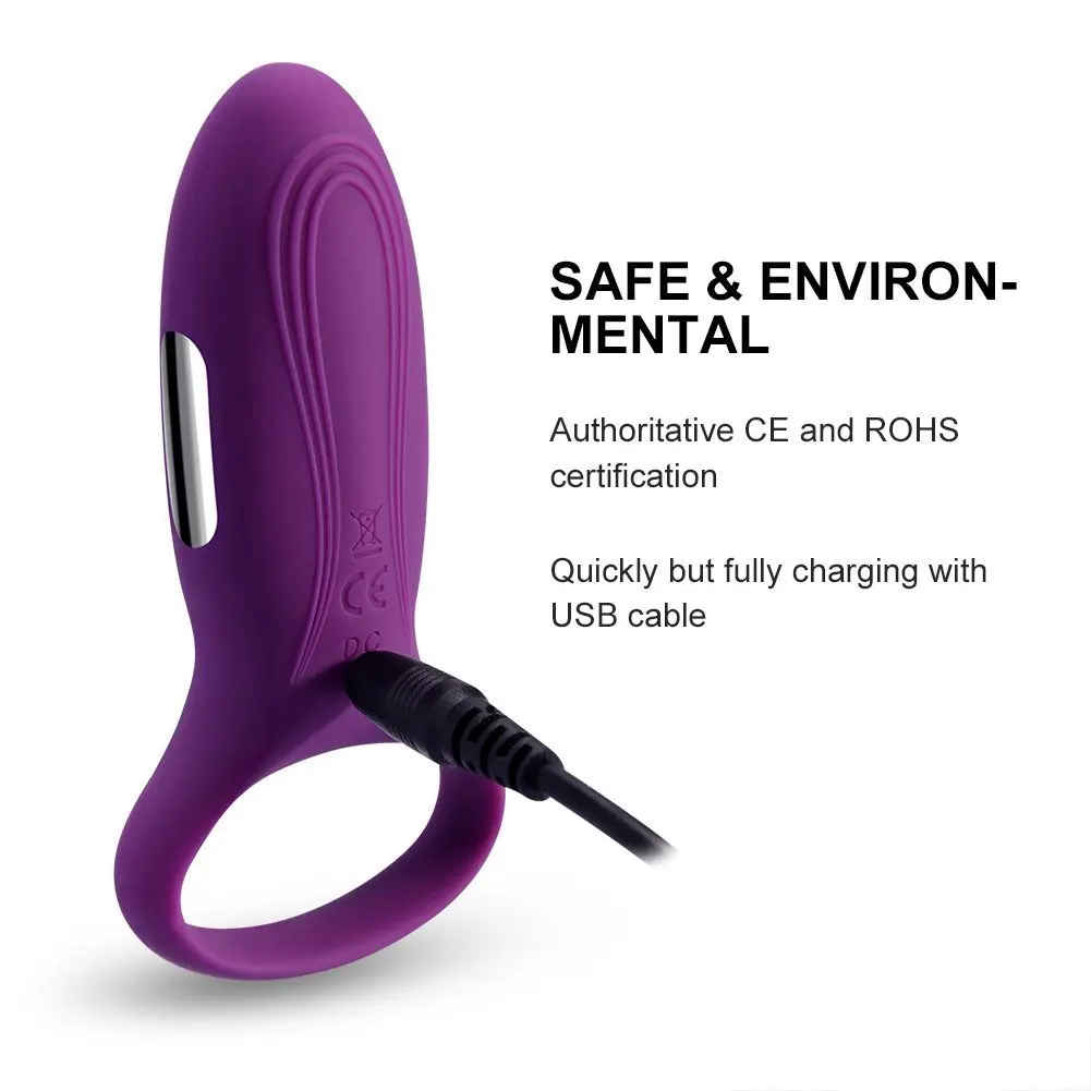 Silicone USB Charging 7-speed Vibrating Cock Ring Penis Ring Vibrator Sex Toys for Men and Women 5