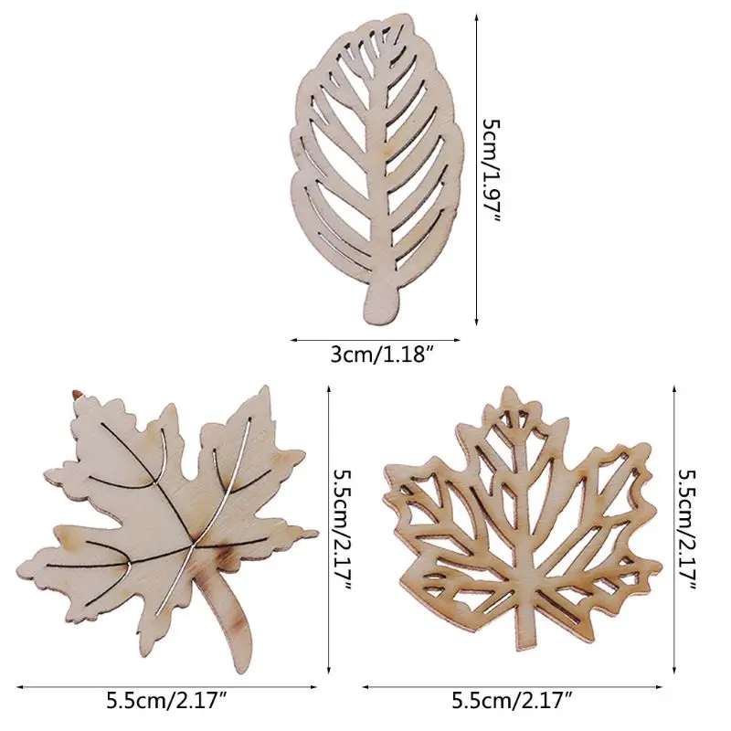 

10pcs Laser Cut Wood Embellishment Wooden Leaves Shape Craft Wedding Decor