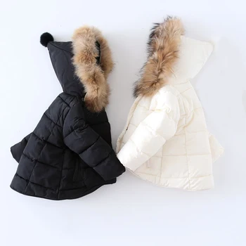 

girls outwear winter children down cotton coat girl clothes thicken solid hooded coat