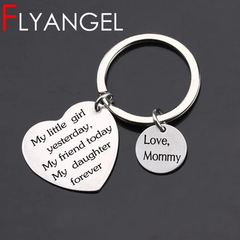 

Creative Key Chain Heart Bag Charm Engraved My Little Girl Yesterday My Daughter Love Cute Key Holder Mother And Daughter Gifts