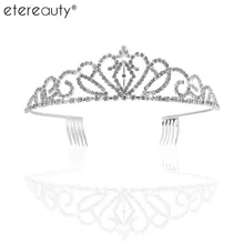 Свадебные Стразы тиара/корона/ободок для волос/петли для волос с небольшой гребень(серебро