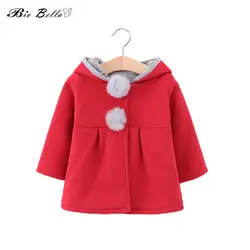 Осенняя милая детская одежда с капюшоном, теплые зимние детские пальто с длинными рукавами для девочек, верхняя одежда в стиле кролика