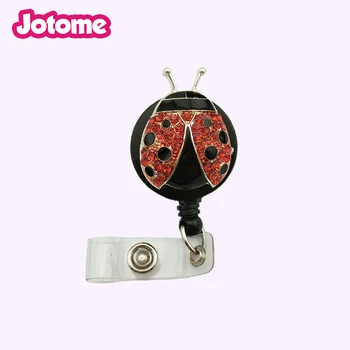 

Little Ladybug Beetle Red Rhinestone ID Badge Reel
