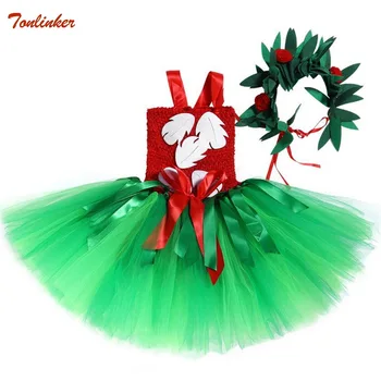 

Cartoon Dress Party Kids Dresses With Flowers Garland Necklace Flowers Fancy Dress Accessories Hawaii Beach Party Costume 2-8Yr