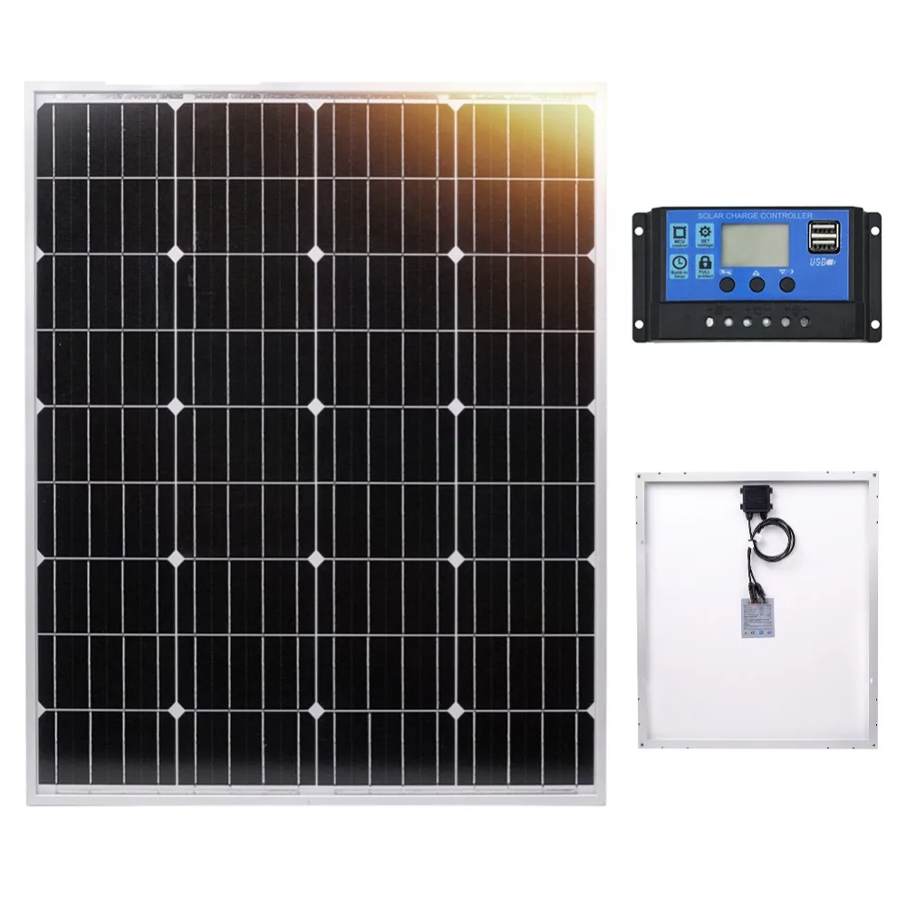 

DOKIO 80W 18 Volt 12V Solar Panel Battery Charge Solar Cell With 10A Controller Waterproof Solar panel system Kits China Solar