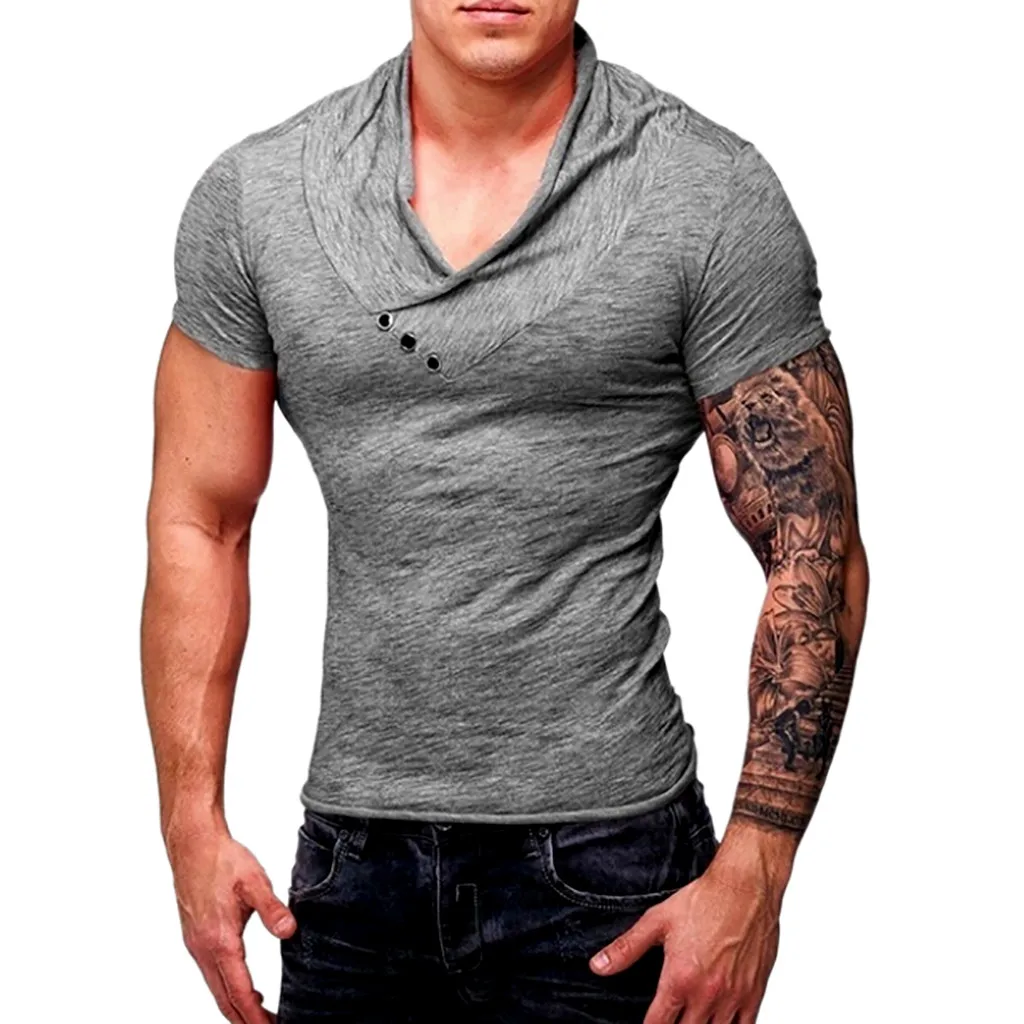 Мужская футболка homme personity Splice Button Slim Повседневная модная рубашка с отворотом и