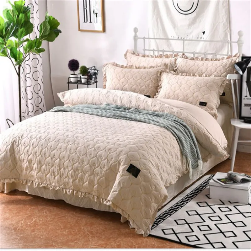 Home Textile Solid Bedding Set Camel Wash Cotton Bedding Blue Red