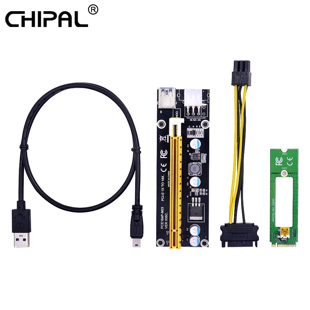 CHIPAL PCI E 라이저 카드 M2 에서 USB3.0 NGFF M.2 M 키, USB 3.0 PCIE 16X 1X 확장기