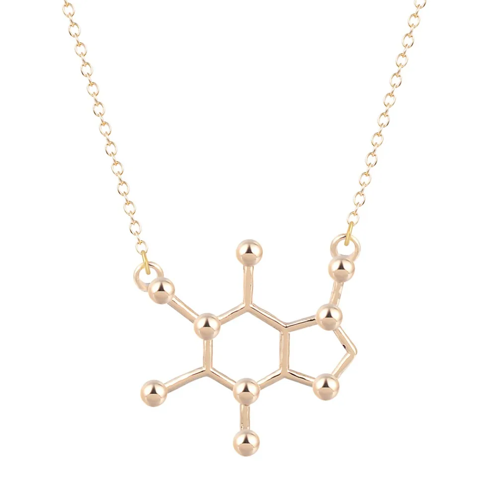 QIAMNI-Unique-Simple-Caffeine-Molecule-Geometric-Polygon-Bar-Chain-Pendant-Necklace-Women-Girls-Christmas-Party-Gift