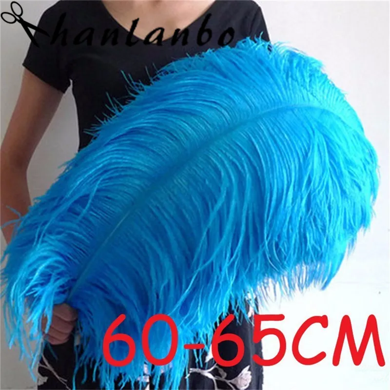 

New24- 26'' inch soft and fuffly blue ostrich plumages non-static material 60 - 65cm 20pcs/lot Ostrich Feather plumes