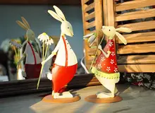Free shipping,2pcs/set,High-20cm,Export idyllic rustic red rabbit couple sets Decoration.New Year’s gift of marriage,wedding dec