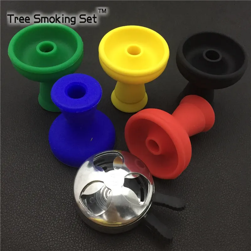 1pc Smoking Silicone Hookah Bowl 1pc Metal carbon barrier with Frosted