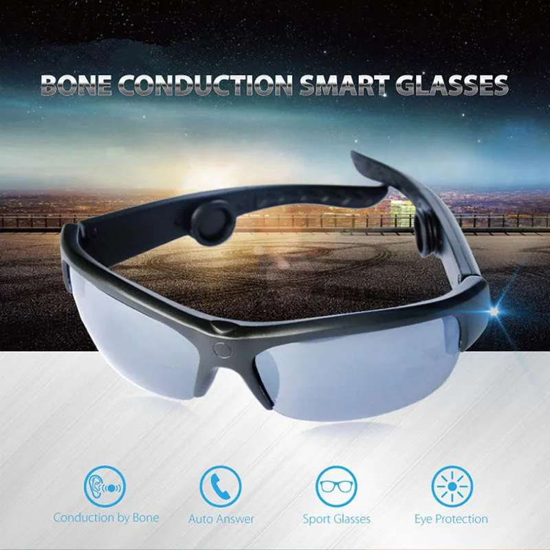 

2018 New Bone Conduction Headphones Bone Conduction Sunglasses Bluetooth Wireless Headphones Smart Sunglasses Built in mic