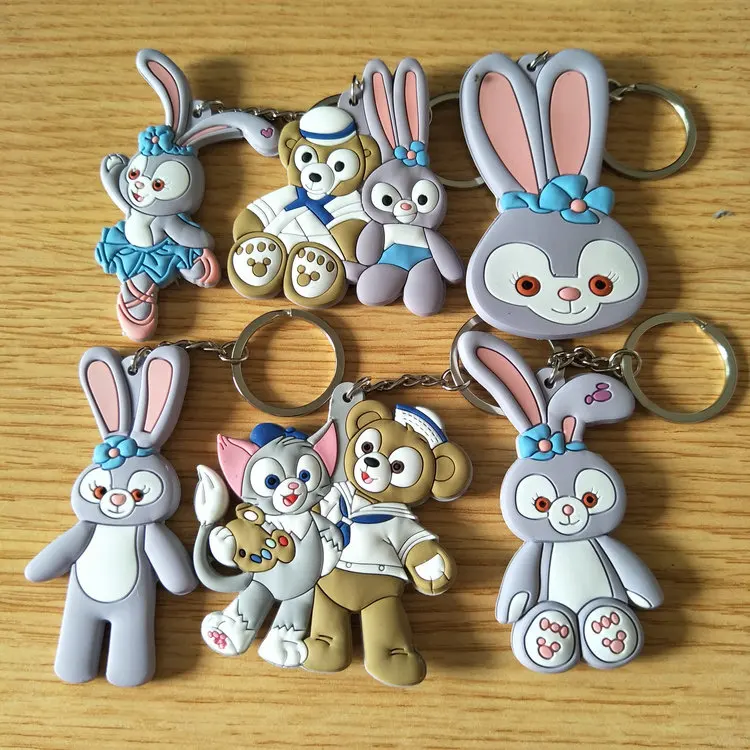 

Duffy bear new friend StellaLou ballet rabbit Gelatoni cat double face PVC soft key Button Pendantcos