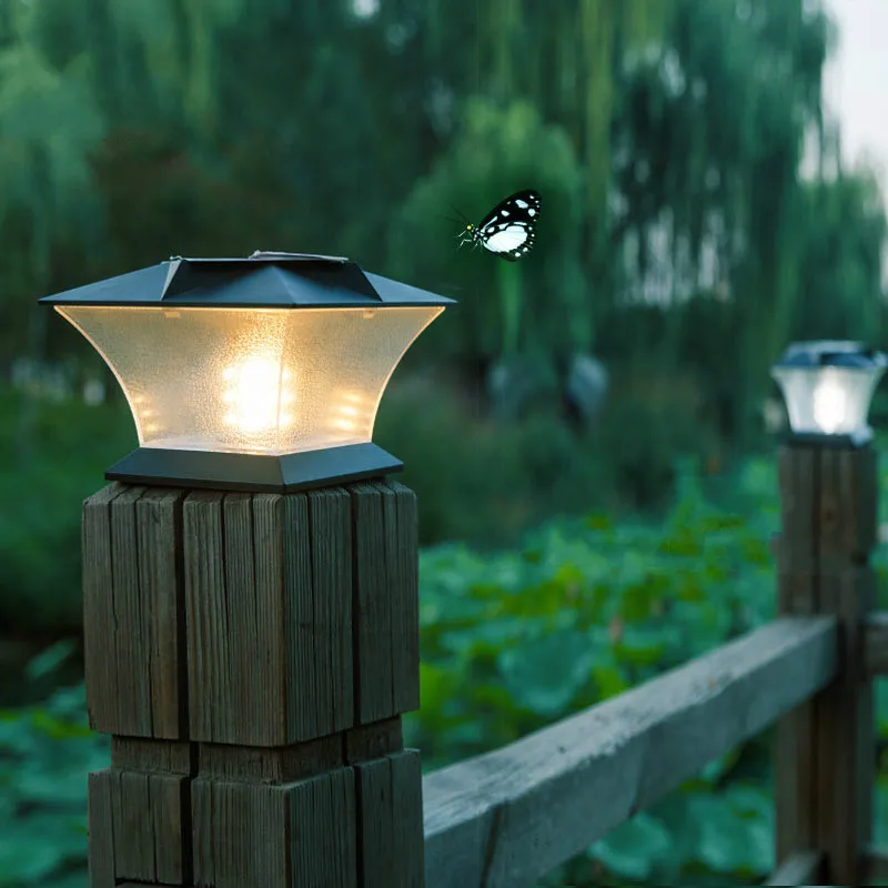 Solar pillar headlight outdoor villa courtyard lamp wall lamp gate wall