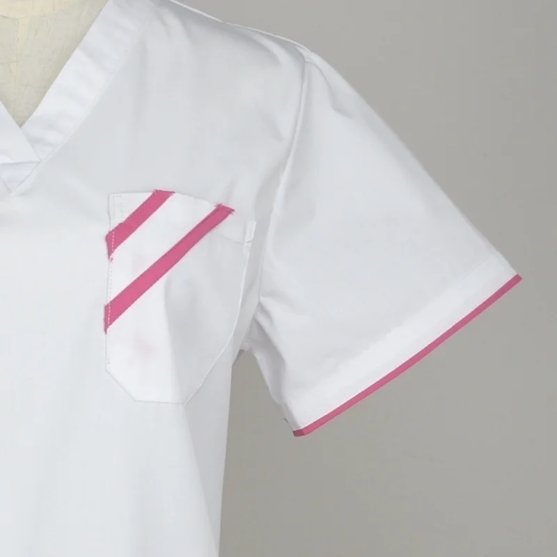 Women's Fashion Scrub TOP Short Sleeved V-neck Shirt with Side Vent H-Q Medical Uniforms Color Blocking Design(Just A Top)