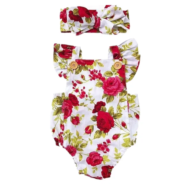 Cute Floral Romper 2pcs Baby Girls 2