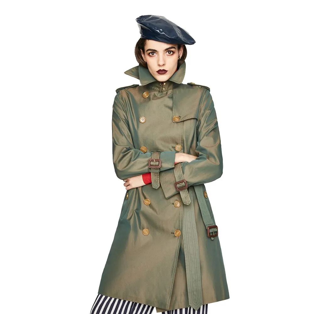 Women's Long Waterproof Trench Coat Autumn Long Cotton Trench with