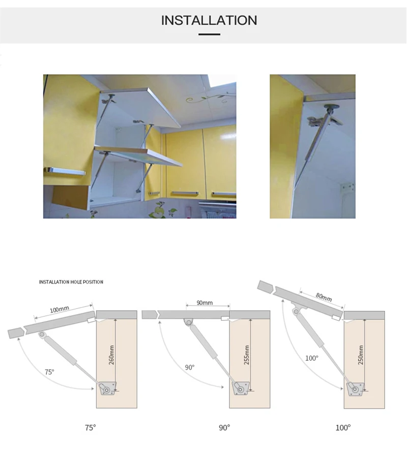 NAIERDI Gas Strut Copper Force Door Lift Support Gas Hydraulic Spring Hinge Cabinet Door Kitchen Cupboard Hinge 6kg/10kg/15kg