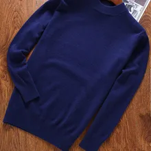 Мужской свитер-пуловер с воротником средней высоты размера плюс из козьего кашемира темно-зеленый 9 цветов S/105-3XL/130