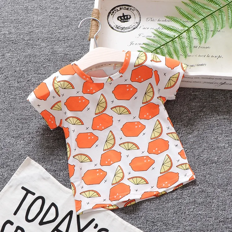 Baby Toddler Kids Audel Cotton Summer T-shirts Girls Boys New Fashion Tops Short Sleeve Children Clothes G117