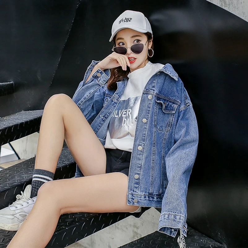 The Free Blue Sexemara New Denim Loose Fashion Jacket Printing Beading Shipping q15p1vn