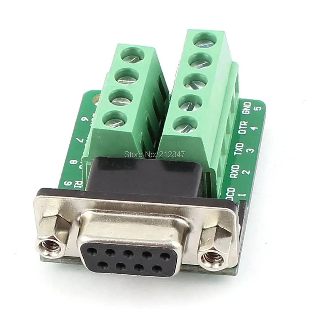 RS232 Serial DB9 Female Adapter to Terminal Connectors Signal Plate