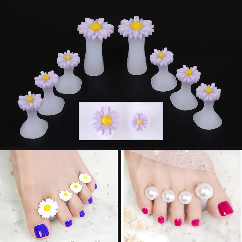 

8Pcs/SET Toe Silicone Separator Nail Art DIY Tool Pedicure Flower Waterdrop Crystal Diamond Flower Separator Foot Care Tools