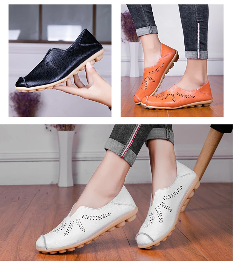 2019 Fashion Summer Women Flats Moccasins Leather Flat Casual Women Shoes plush size Basic soft Slip-On Loafers Ladies VT211 (8)