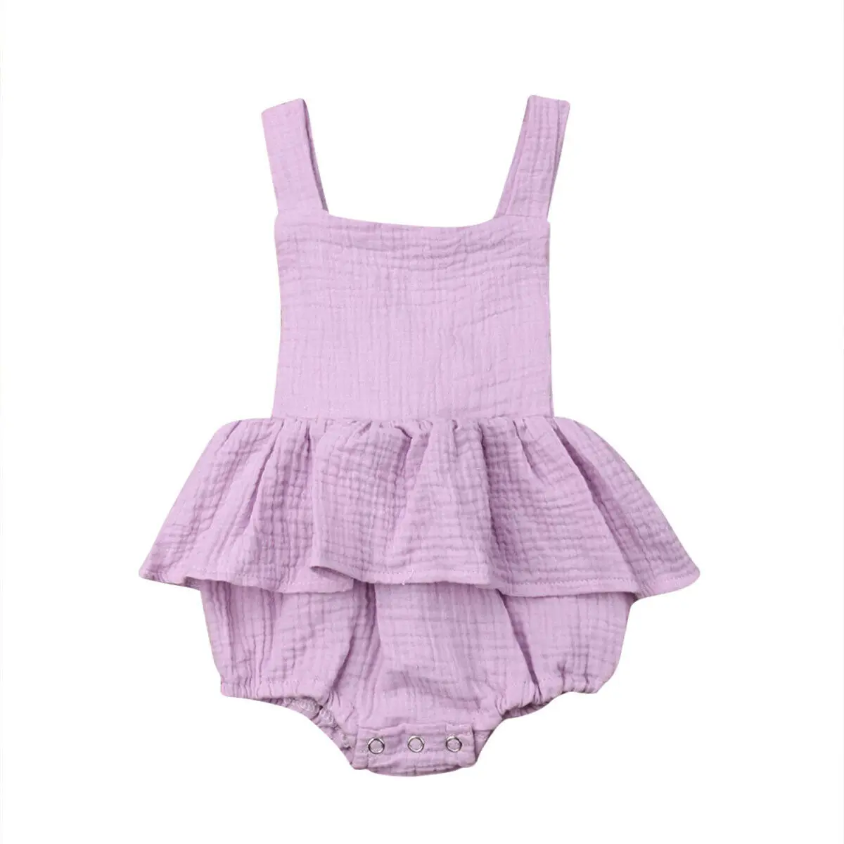 Г. Детская летняя одежда прочный комбинезон для новорожденных девочек хлопковые комбинезоны летний костюм с открытой спиной с оборками для детей от 0 до 24 месяцев - Цвет: Фиолетовый