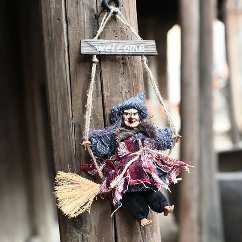 Хэллоуин реквизит страшный призрак куклы метла ведьмы Висячие игрушки льняные изделия Подвеска для Хэллоуина призрак вечерние украшения игрушки-страшилки