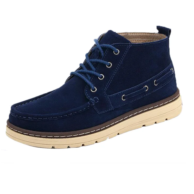 Tangnest/Новинка; мужские ботильоны в британском стиле; теплые зимние ботинки из замши; Повседневная плюшевая резиновая обувь; большие размеры 38-46 - Цвет: blue