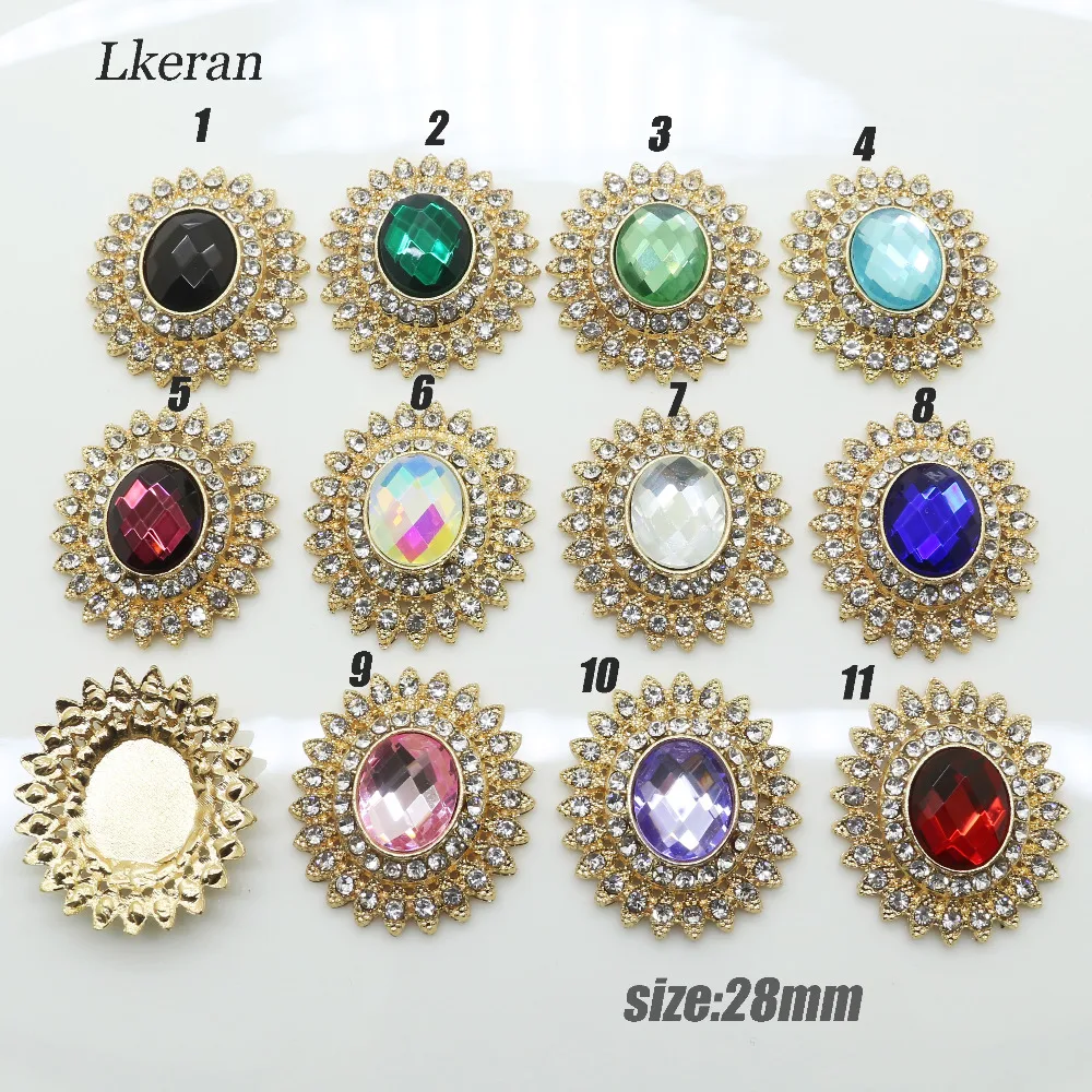 

New Year 10pcs 25mm Mix 11styles gold base glass rhinestone hair embellishments buttons hairbow center decoration