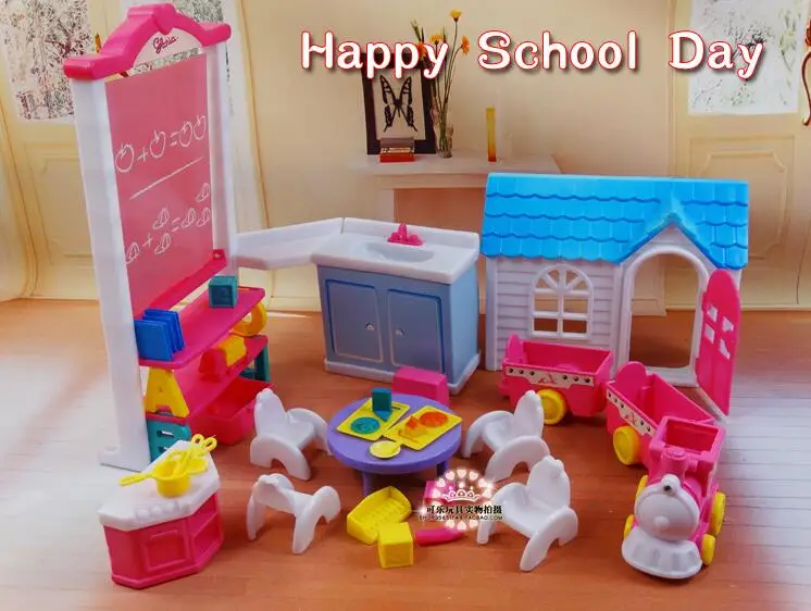 

original for princess barbie school kindergarten dream house furniture school desk set 1/6 bjd doll accessories toy gift