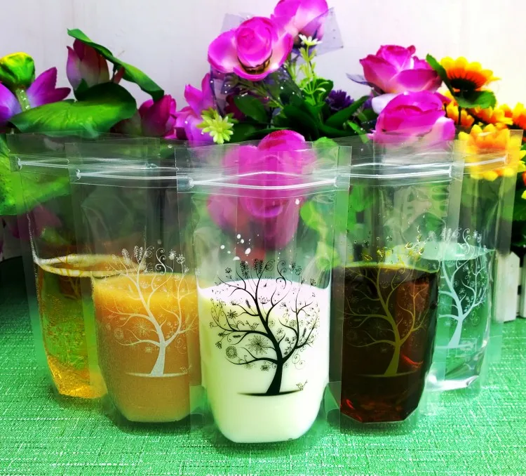 450ml Zip Lock Drink Coffee Plastic Packaging Bag Plastic Drink Packaging Bag Beverage