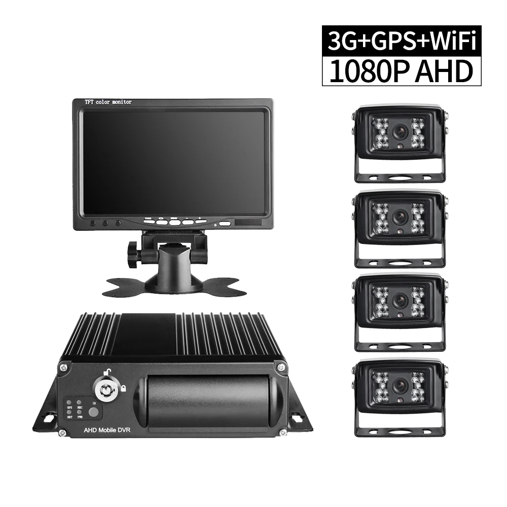 1080P 3G GPS WiFi Truck DVR Recorder,4ch SD MDVR with AHD 2.0MP IR