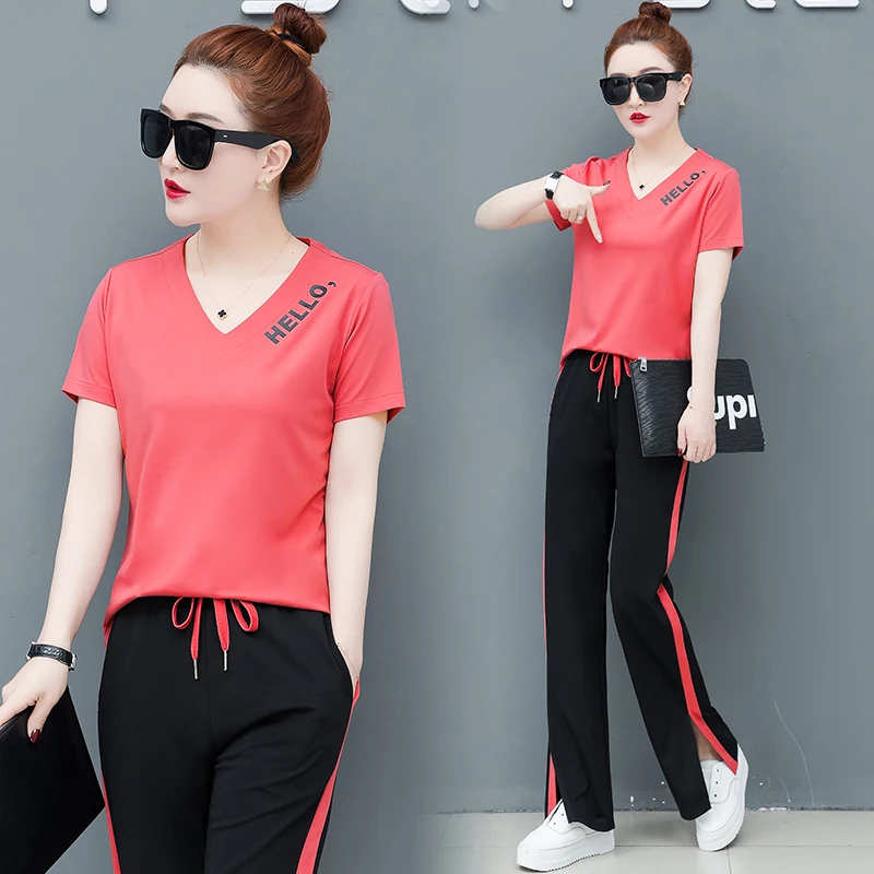 

YICIYA Plus Size Large 2 Piece Set Outfits Tracksuits for Women Sportswear Co-ord Set 2019 Summer Wide Pant Top Shirt Clothing