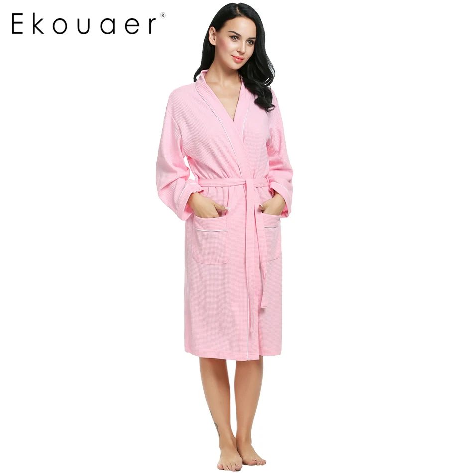 Ekouaer Cotton Women Robes Bathrobes Wedding Bridal Kimono Robe Long