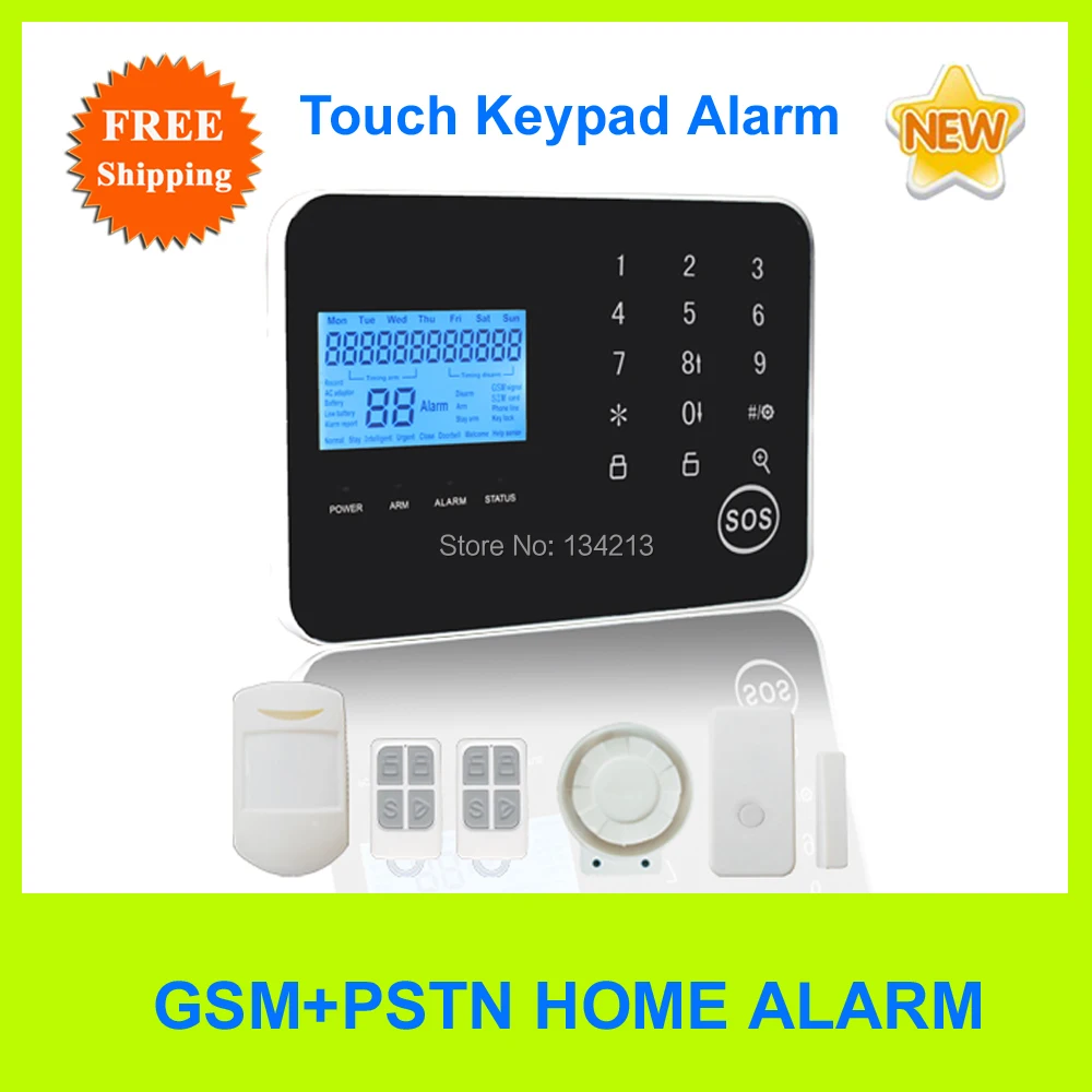 Free Shipping Black 99 Wireless Zones Touch Screen LCD&ampGSM &ampPSTN&ampVoice Dual Network Home Security System House Alarm system |