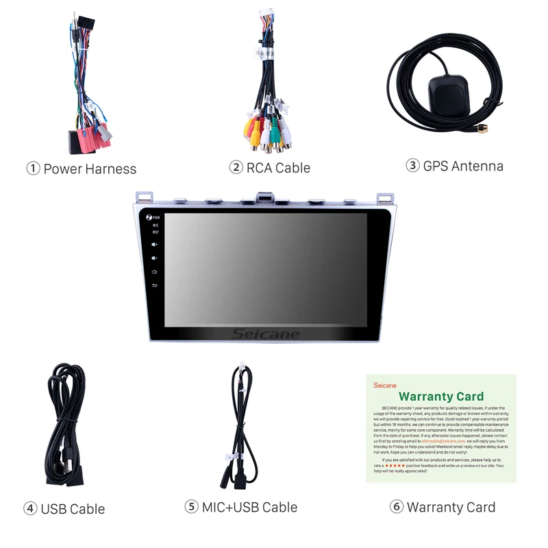 Clearance Seicane Car Multimedia Palyer For 2008 2009 2010-2015 Mazda 6 Ruiyi 10.1 Inch Android 9.0 HD Full 1024*600 Touchscreen Car Radio 3