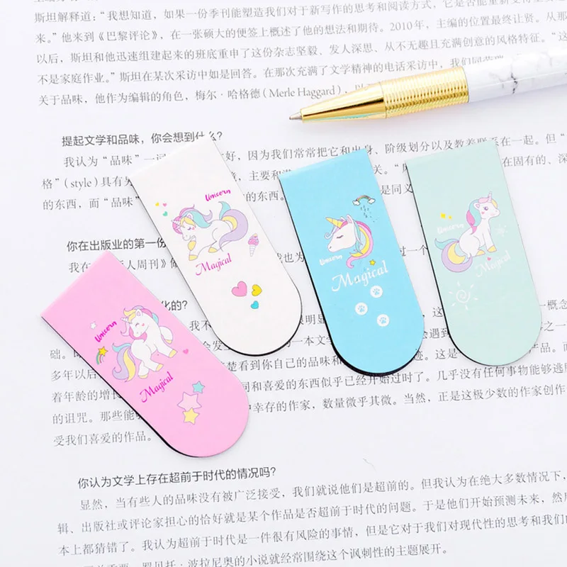 Милые Kawaii Мультяшные животные Единорог магнитные закладки для школьных учебников принадлежности Скрепка креативная Корейская Канцелярия для детей подарок
