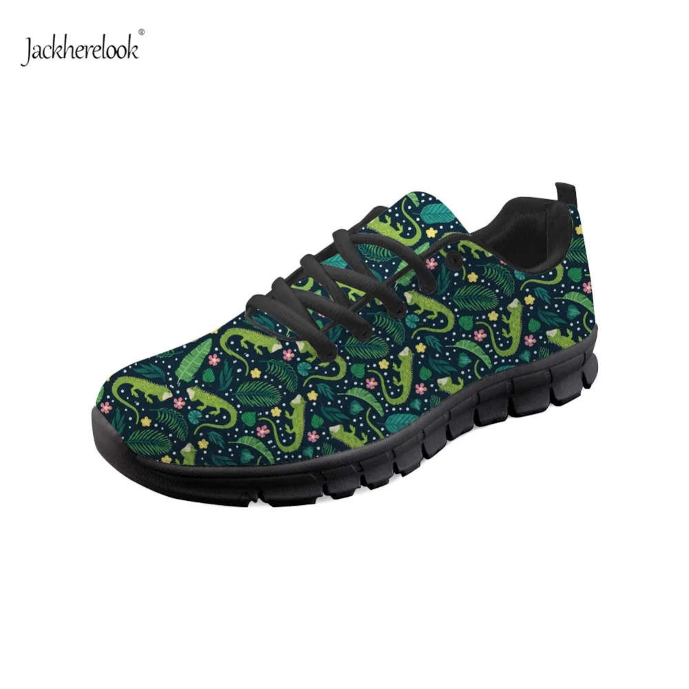 

Jackherelook Fashion Green Forest Iguana Print Black Sneakers Women Vulcanize Shoes Ladies Trainers Chaussure Femme Casual Shoes