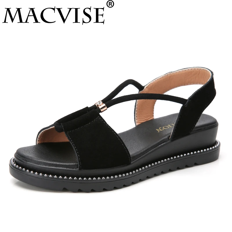 

Macvise Wedges Women Sandals 2019 Breathable Comfort Shopping Ladies Walking Shoes Summer Platform Black Sandal Shoes