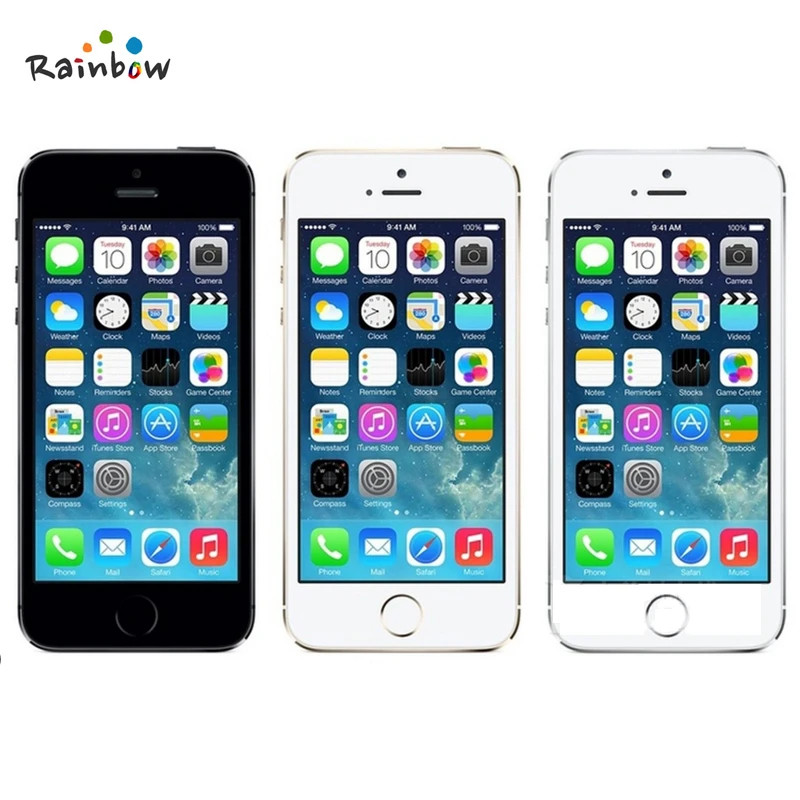 Factory Unlocked Original Apple iPhone 5s with Fingerprint IOS OS 4.0 Inch Screen Mobile Phone Touch ID iCloud App Store free apple cell phones