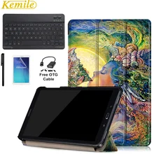 Ultra Lightweight Slim Folio Stand Cover Case For Samsung Galaxy Tab A 10.1 P585/P580 with Aluminum Bluetooth Keyboard+Gift