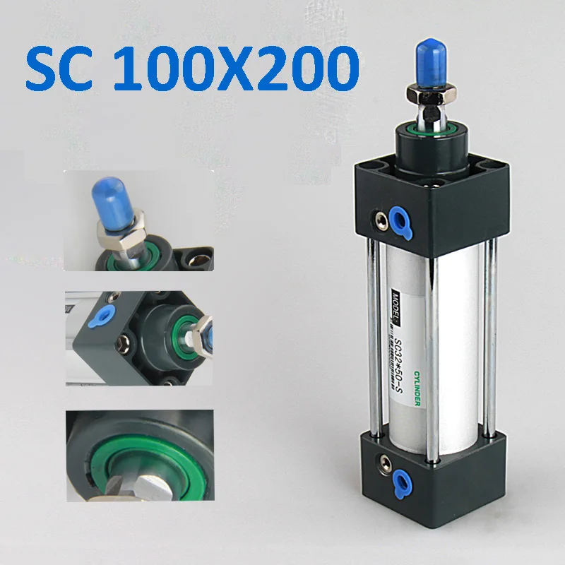 Sc 100x200 Pneumatic Cylinder 100mm Bore 200mm Stroke Single Rod Double