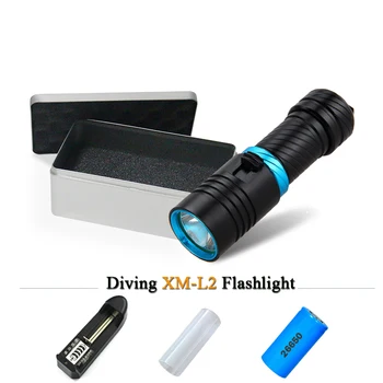 

underwater diving flashlight led scuba torch flashlights Hard Light diver CREE XM-L2 Use 18650 OR 26650 rechargeable batteries