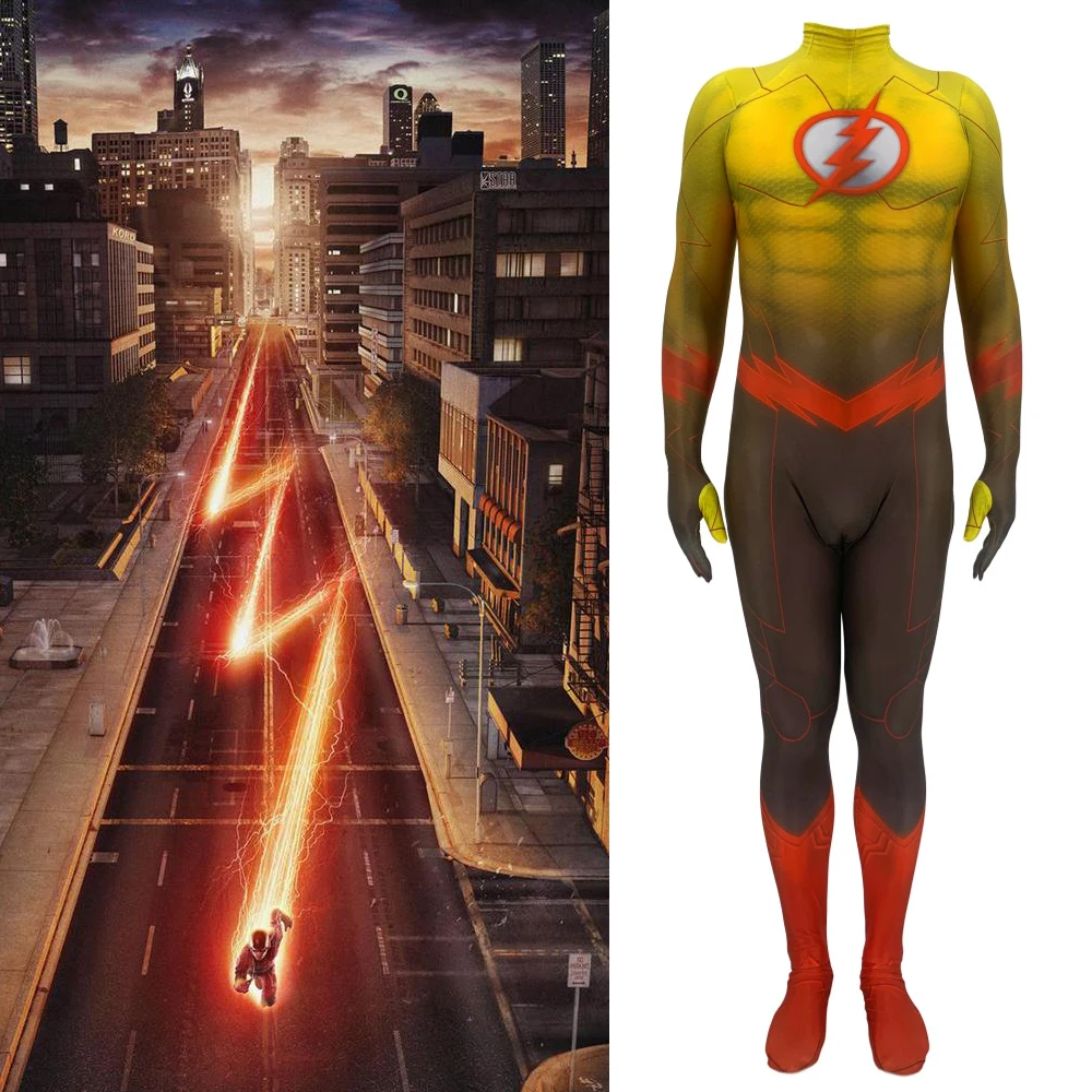 Для взрослых и детей Flash 2 костюм комиксы Барри Аллен косплэй Marvel комбинезон