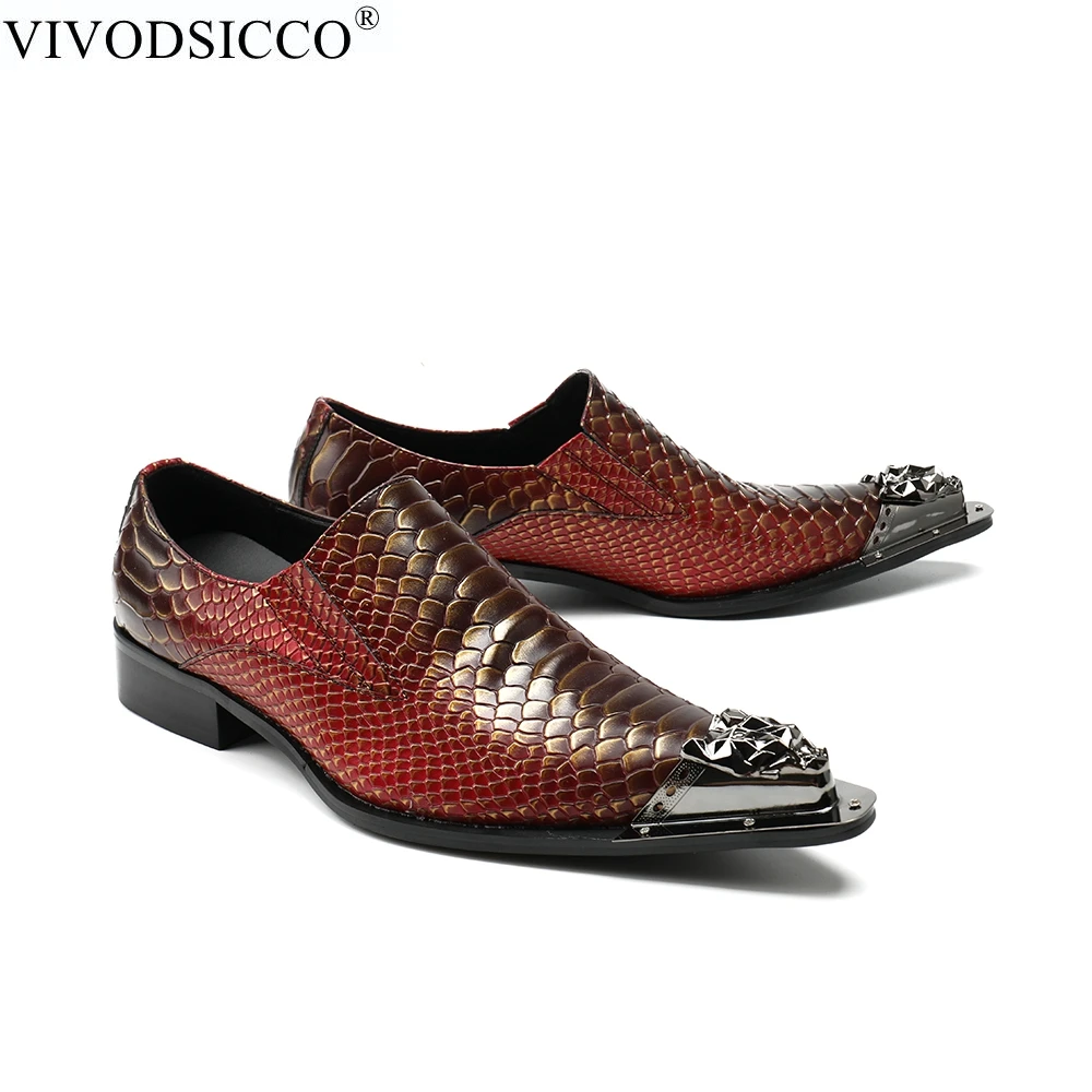 Vivodsicco Mariage Robe Nouvelle Classique Mode Homme D'affaires Mâle Chaussures Hommes Serpent Cuir Rouge En Véritable De Sociale Sapato rrqRO4