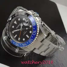 new 40mm Parnis black dial ceramic bezel sapphire glass date adjust GMT Automatic movement Men's business Watch new 40mm Parnis black dial ceramic bezel sapphire glass date adjust GMT Automatic movement Men's business Watch
